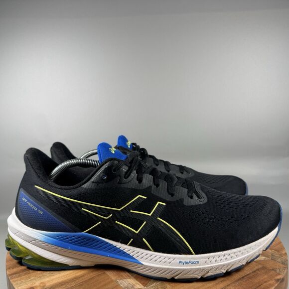 Asics GT-1000 12 Mens Size 12 Black Blue Yellow Running Walking Sneaker - Picture 1 of 8